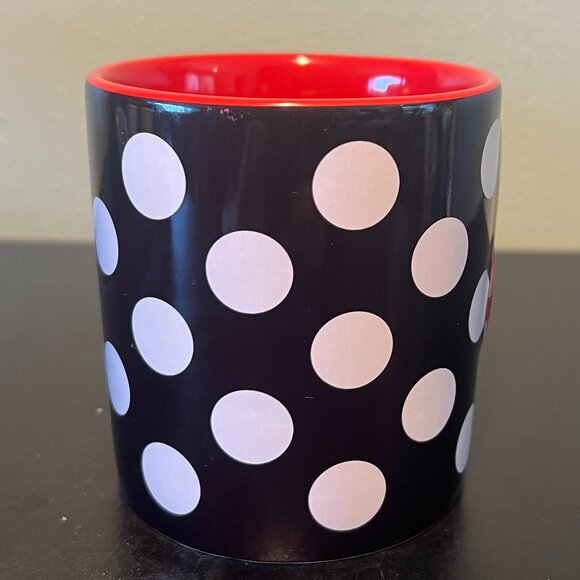 Disney Embossed MINNIE MOUSE Polka Dot Bow Mug ~ Black & Red w/ White Polka Dots - Picture 5 of 10